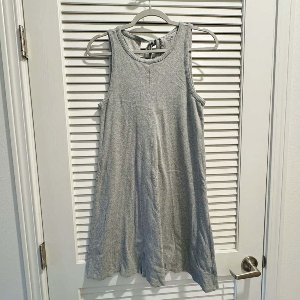 Three Dots Heather Gray Sleeveless Cotton Dress with Tie Back Neck Size Small